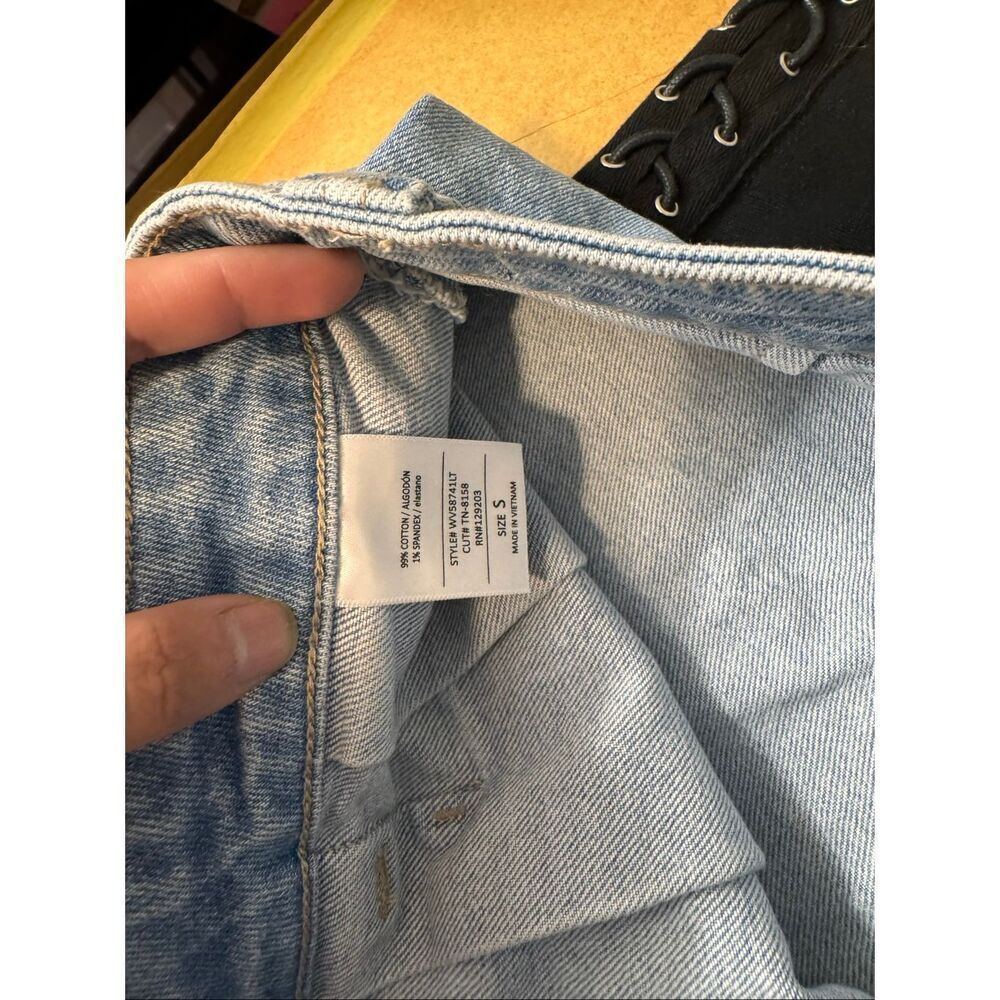 Cello Blue Denim Pleated Mini Skirt | Raw Hem Jean Skirt Size Small - Picture 4 of 7
